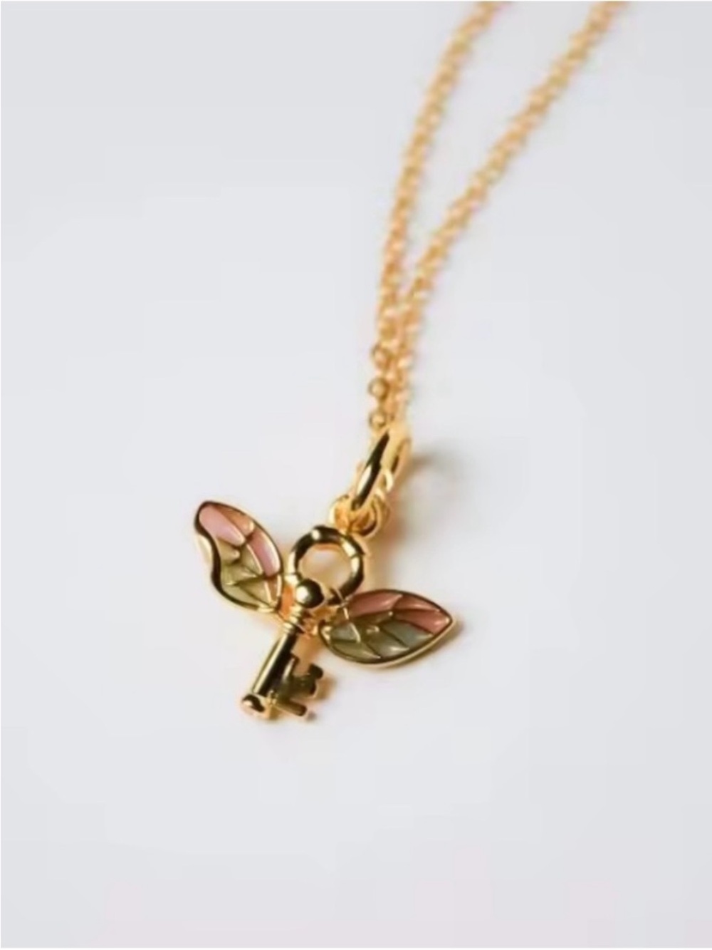 Harry Potter inspired Gold Key Wing Pendant necklace